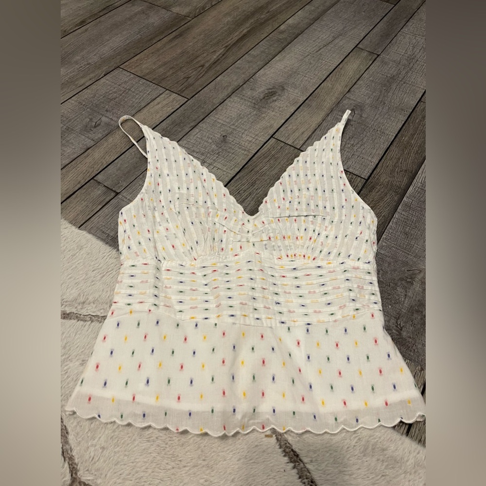 NWT Never A Wallflower Primary Swiss Dot Top